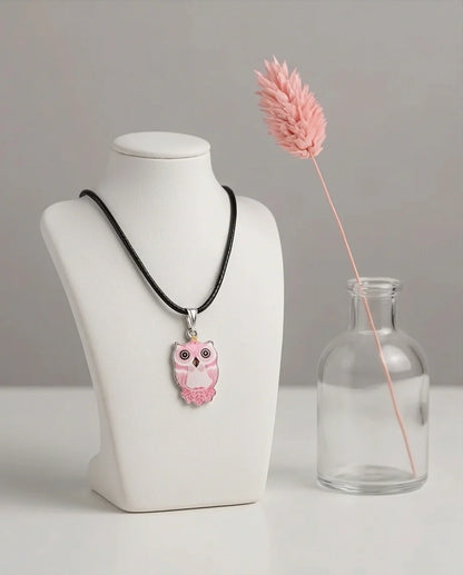 Elegant Soft Pink Owl Totem Pendant Necklace