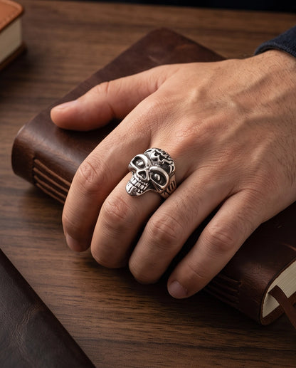 Carved Eyeball Skull Signet Ring