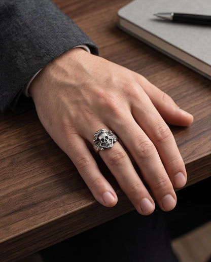 Crossbones Skull & Serpent Sculpted Ring