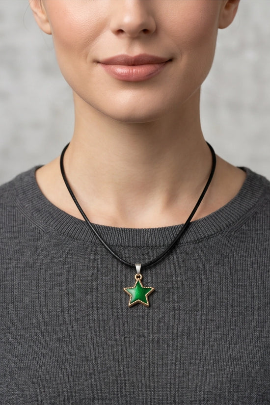 Gold and Green Star Pendant Necklace