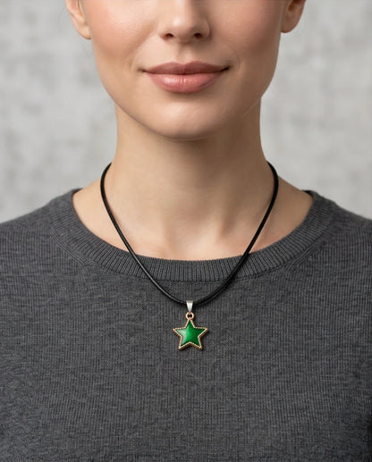 Gold and Green Star Pendant Necklace