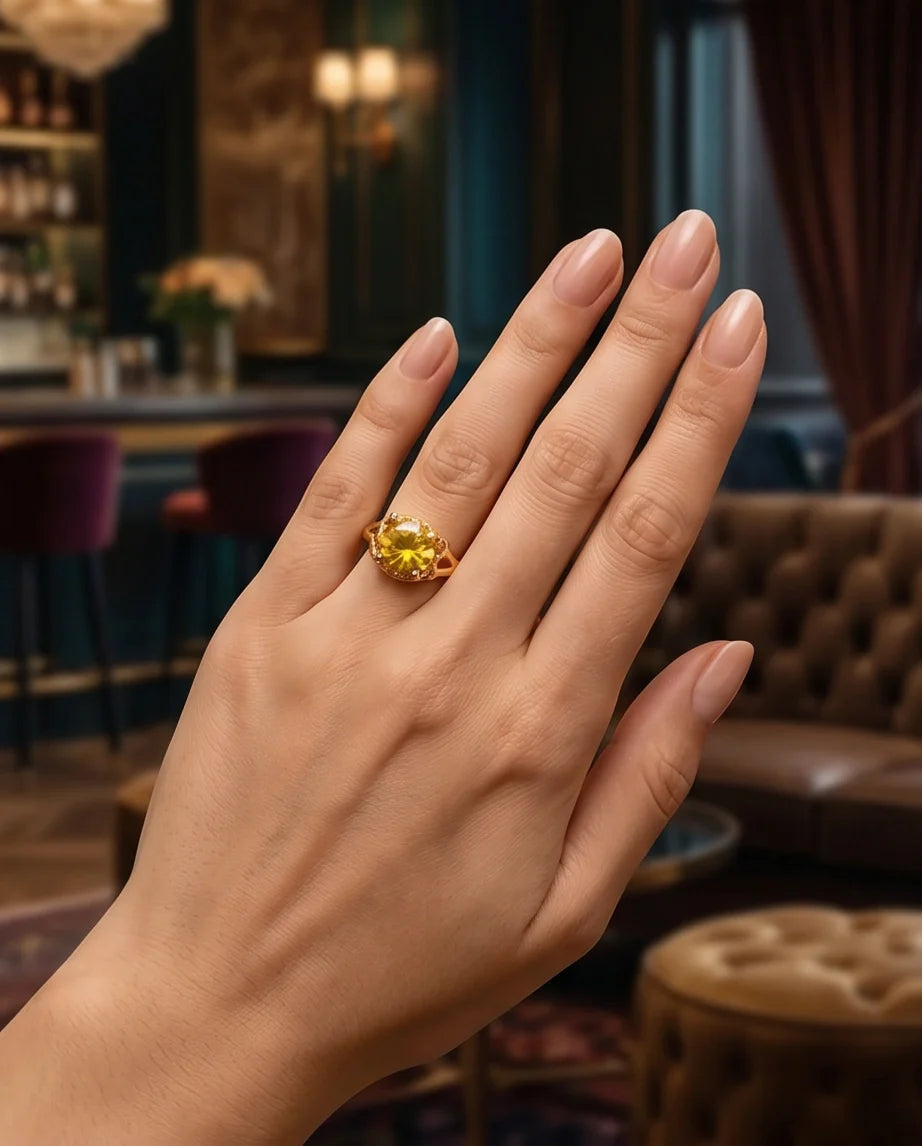Golden Solis Citrine Filigree Ring