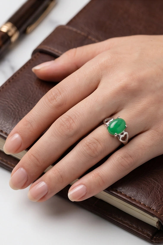 Imperial Heart Green Jade Ring