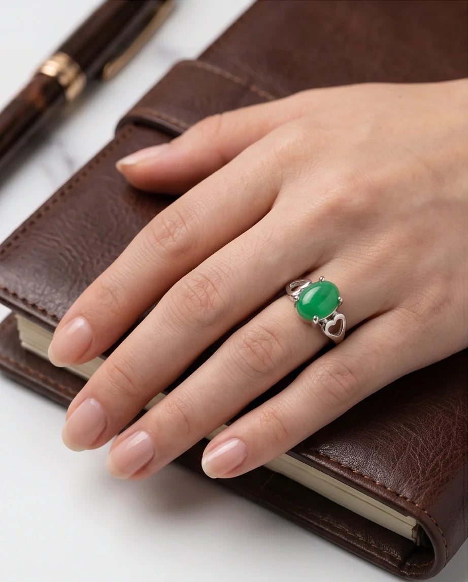 Imperial Heart Green Jade Ring