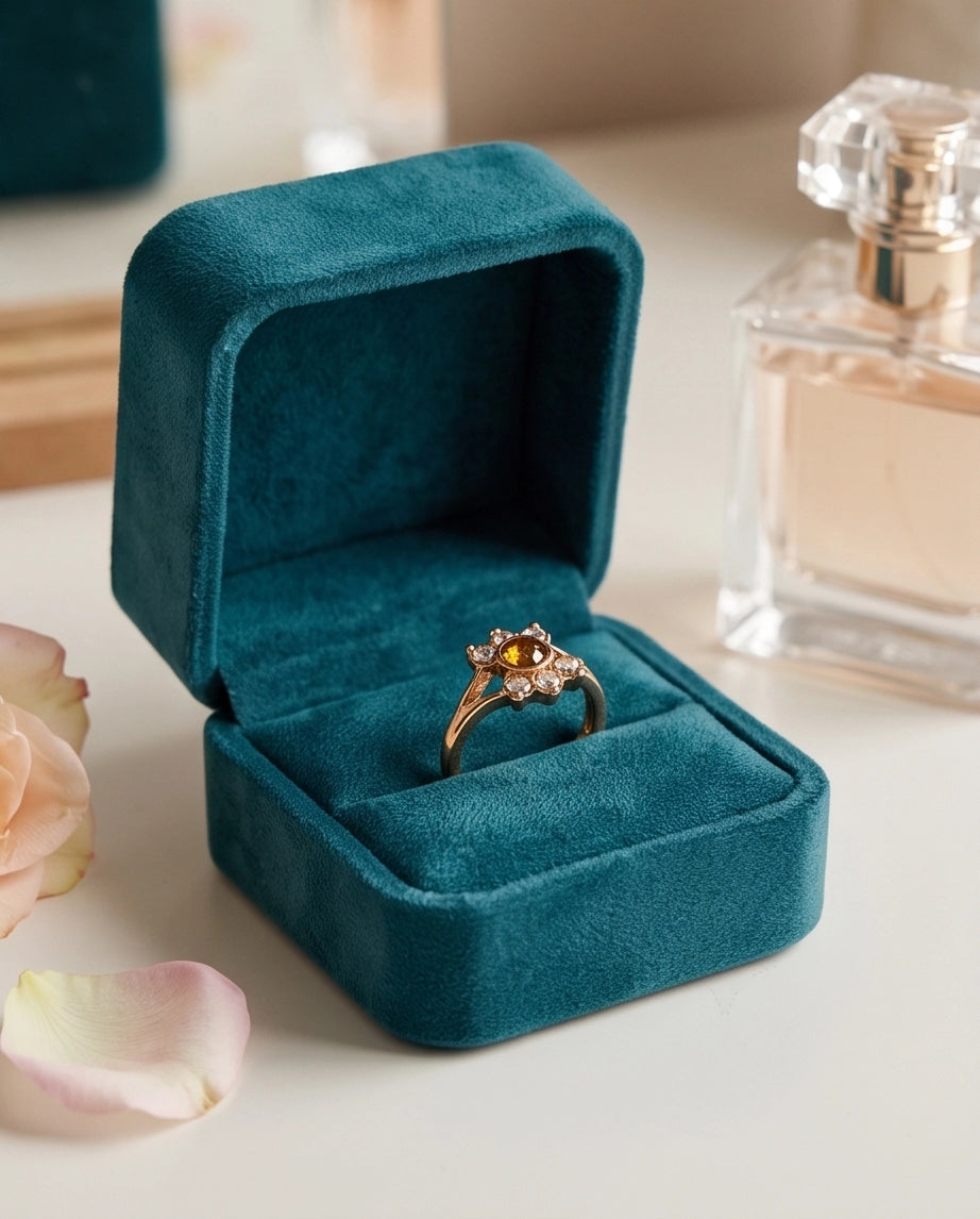 Amber Sunburst Crystal Ring