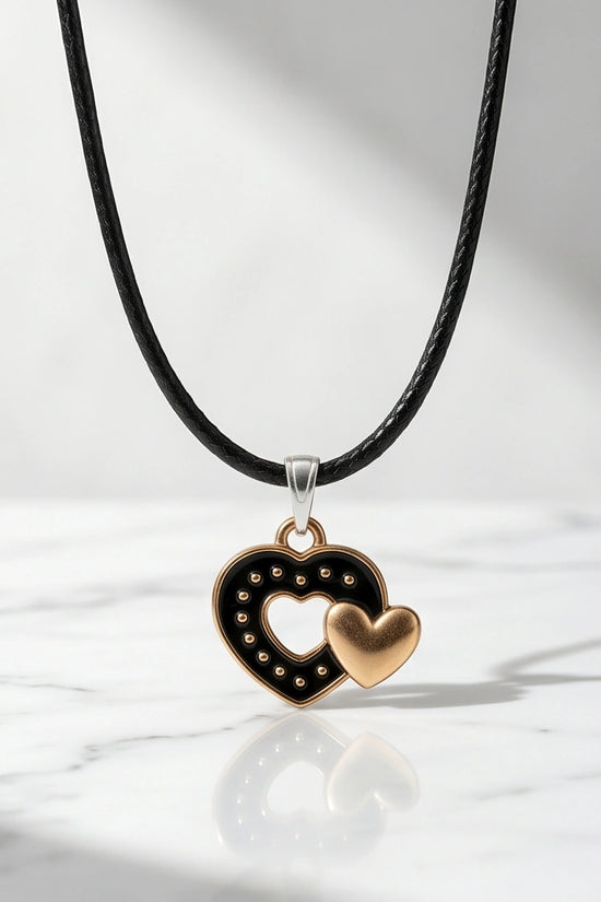 Gold and Black Layered Heart Necklace