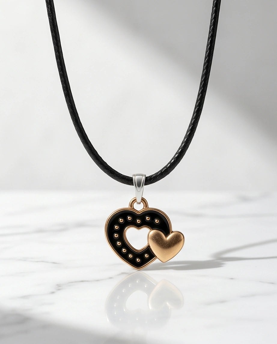 Gold and Black Layered Heart Necklace