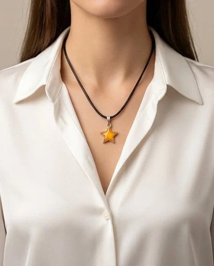Vibrant Yellow Star Enamel Pendant Necklace