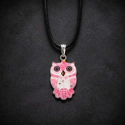 Elegant Soft Pink Owl Totem Pendant Necklace