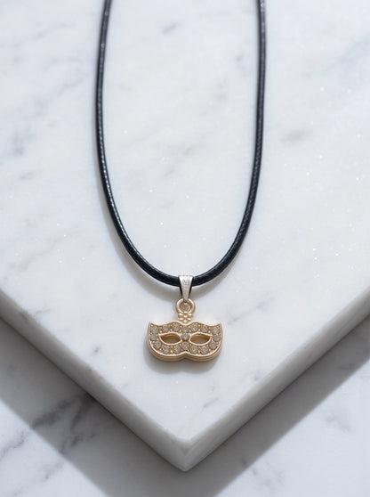 Gold Masquerade Mask Pendant Necklace