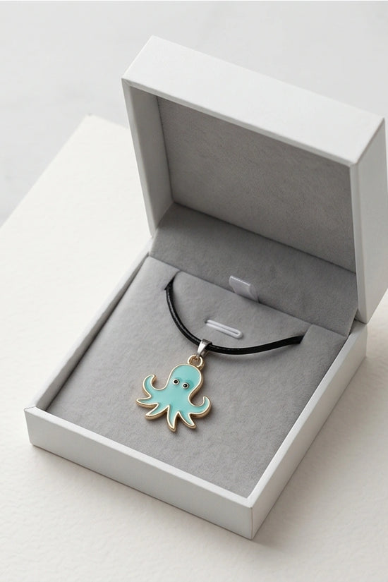 Gold and Turquoise Octopus Pendant Necklace