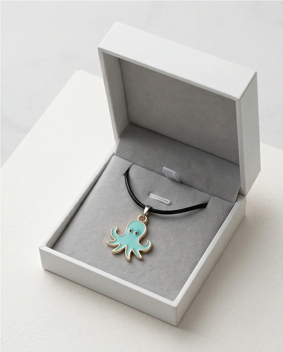 Gold and Turquoise Octopus Pendant Necklace