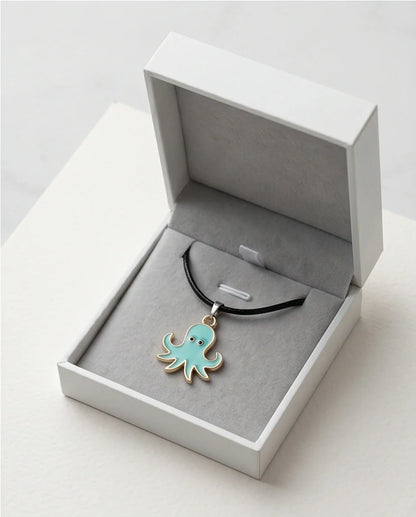 Gold and Turquoise Octopus Pendant Necklace