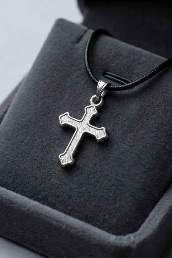 Silver Gothic Flared Cross Necklace
