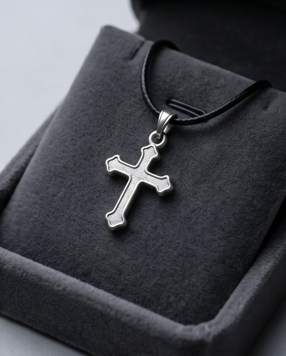 Silver Gothic Flared Cross Necklace