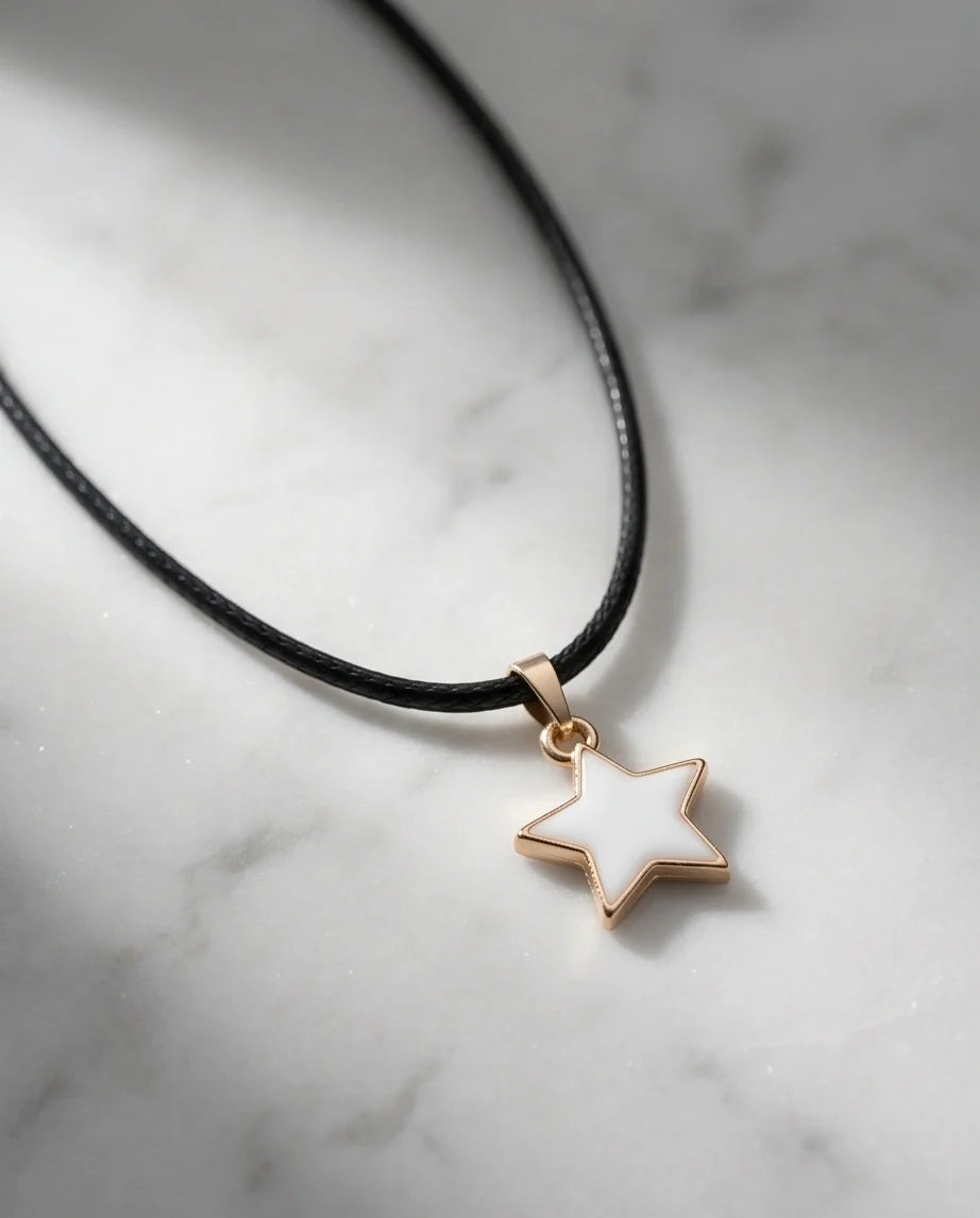 Gold and White Minimalist Star Necklace