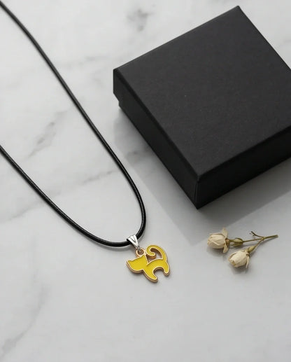 Playful Yellow Cat Enamel Pendant Necklace