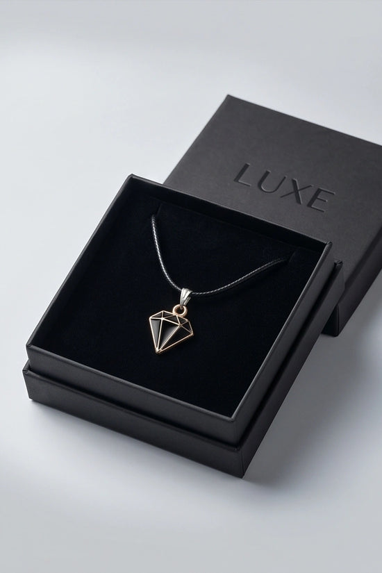 Gold and Black Geometric Diamond Necklace