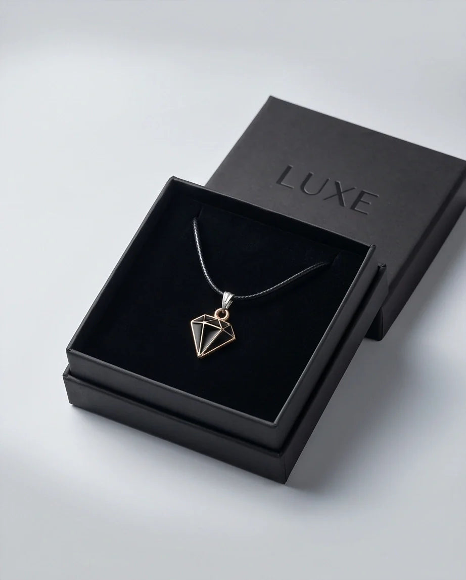 Gold and Black Geometric Diamond Necklace