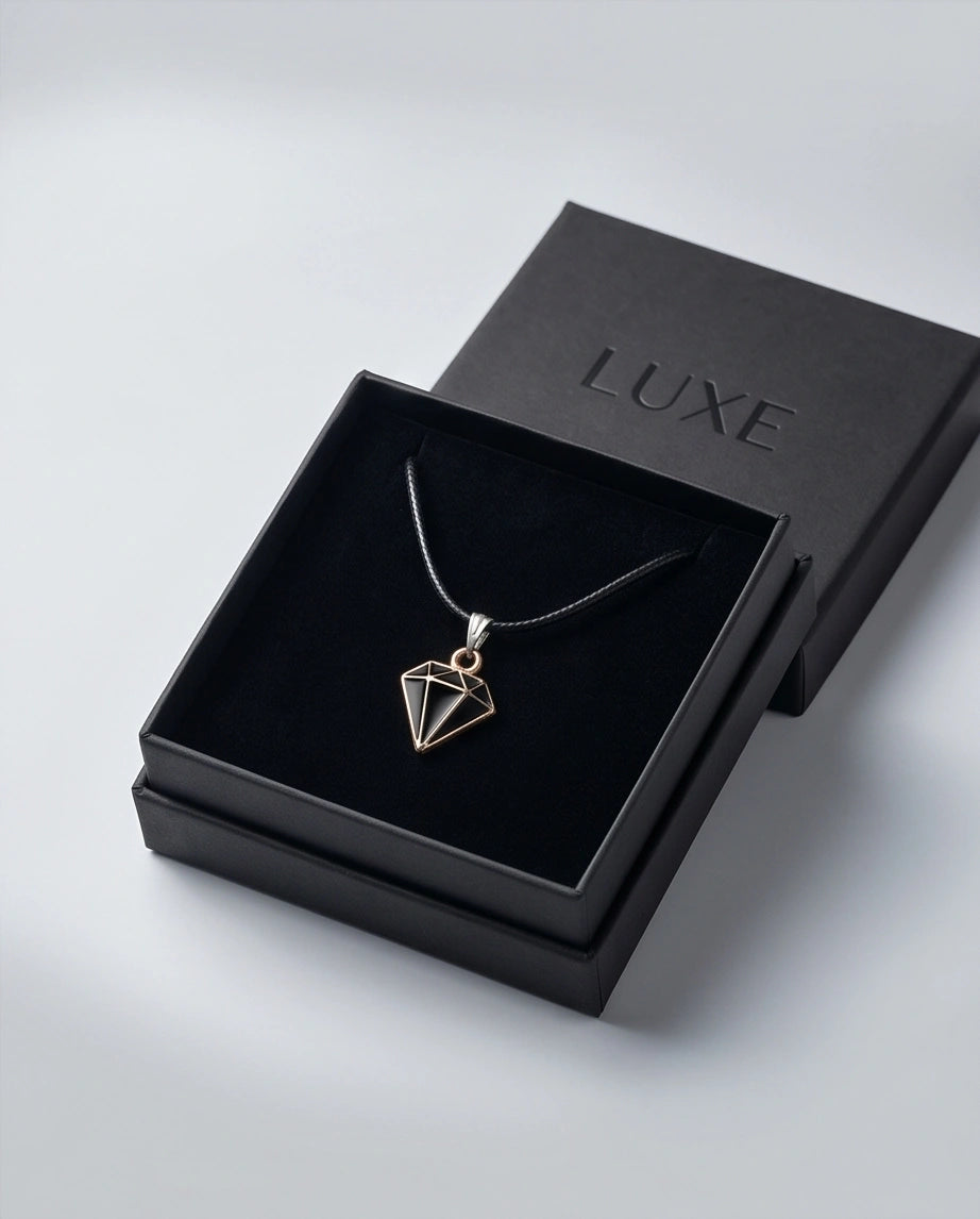 Gold and Black Geometric Diamond Necklace