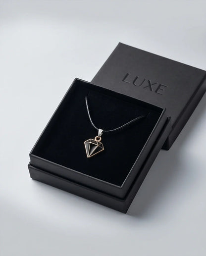 Gold and Black Geometric Diamond Necklace