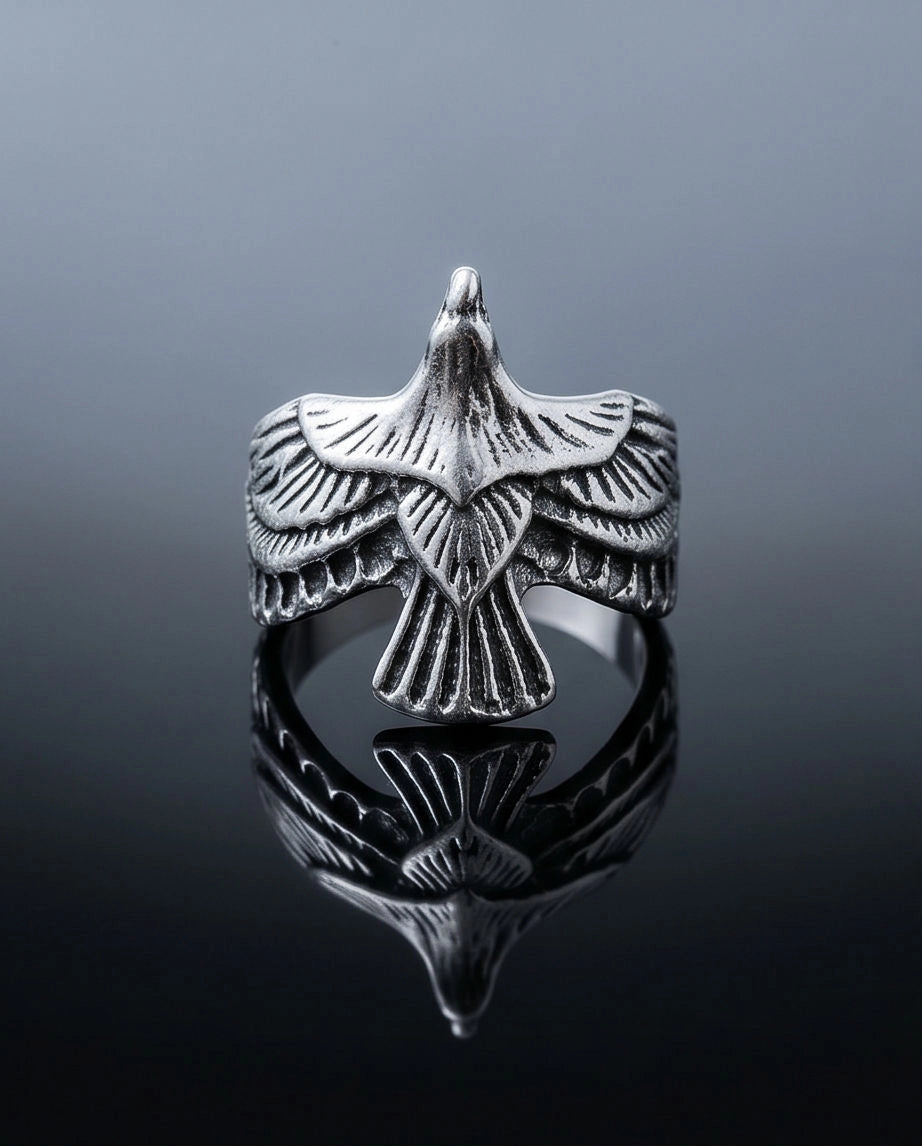 Oxidized Silver Soaring Eagle Sculpted Ring