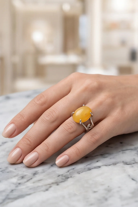 Golden Honey Leaf Statement Ring