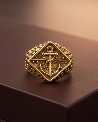 Maritime Anchor Rhombus Signet Ring