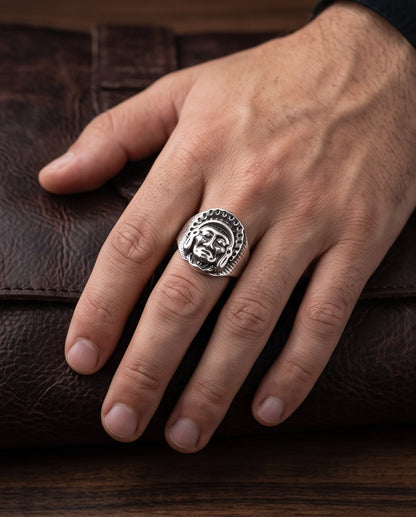 Native Chief Headdress Sculpted Signet Ring