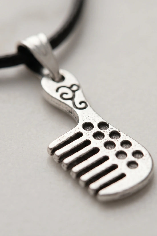 Silver Hair Comb Pendant Necklace