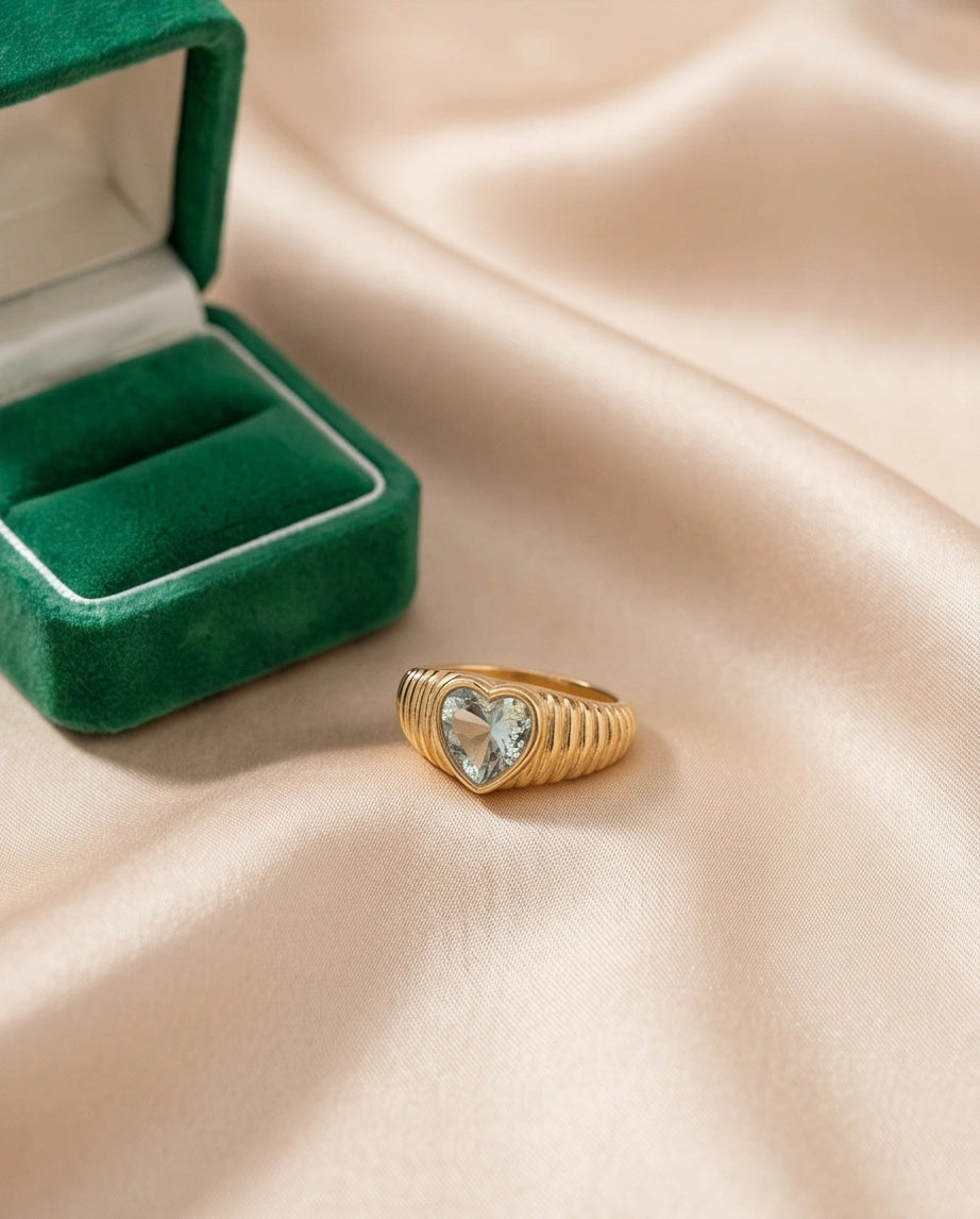 Golden Devotion Heart Signet Ring