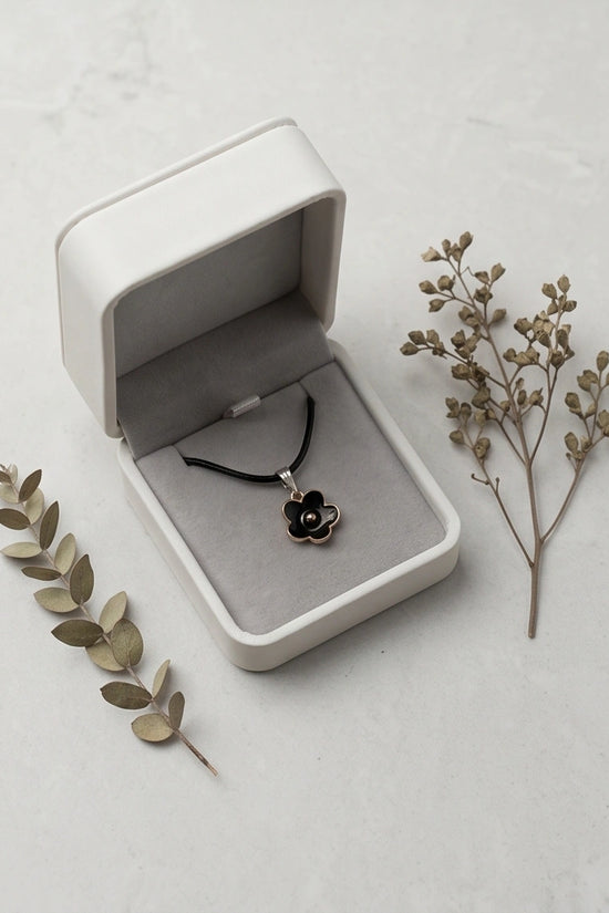 Gold and Black Minimalist Flower Necklace