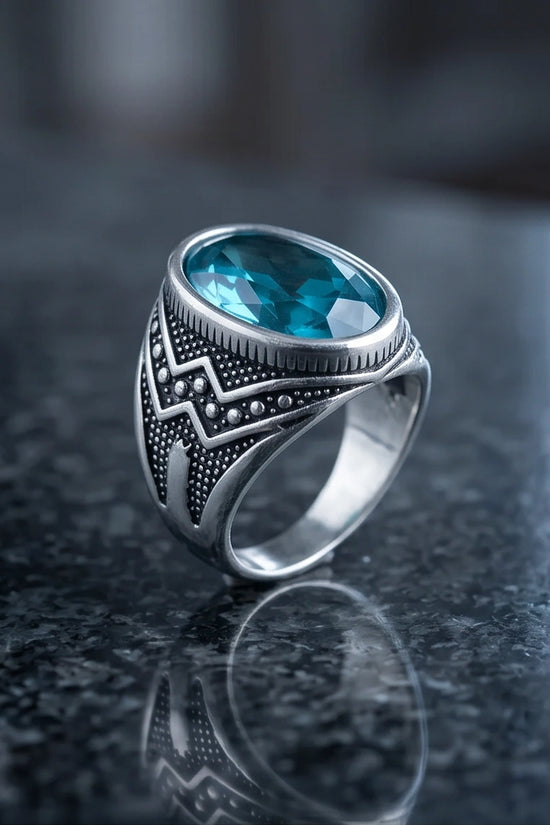 Imperial Teal Tourmaline Signet Ring