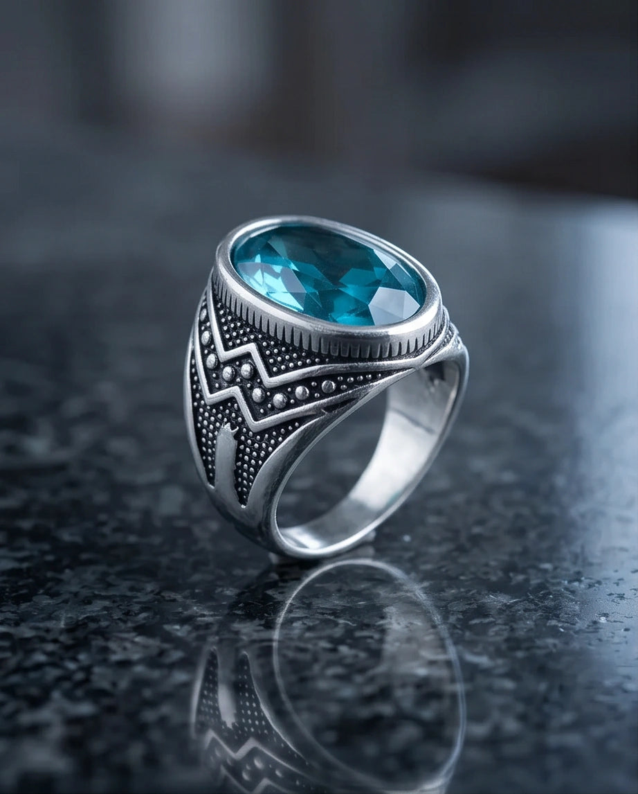 Imperial Teal Tourmaline Signet Ring