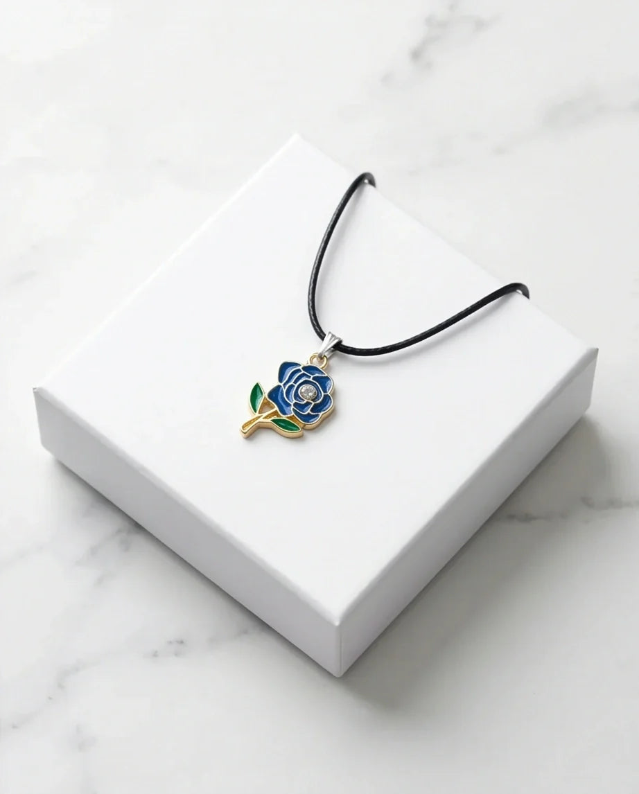 Royal Blue Enchanted Rose Pendant