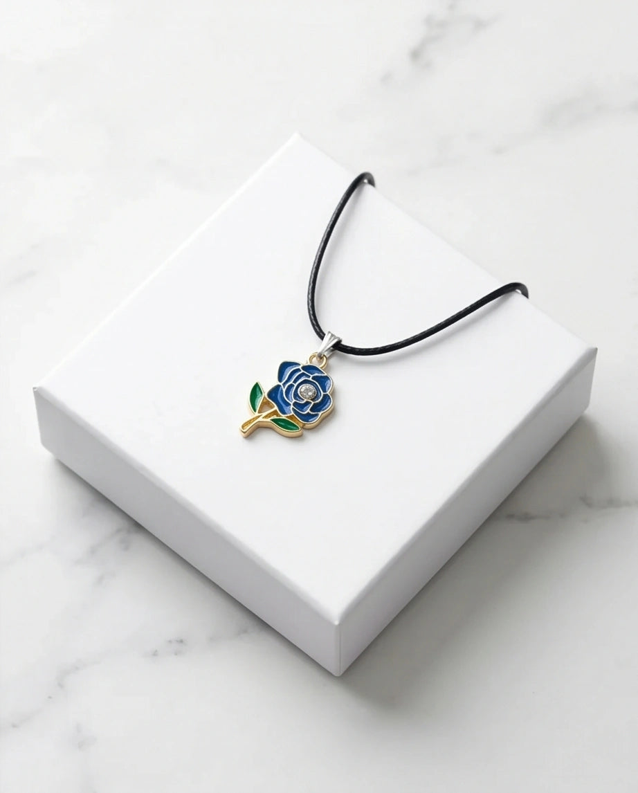 Royal Blue Enchanted Rose Pendant