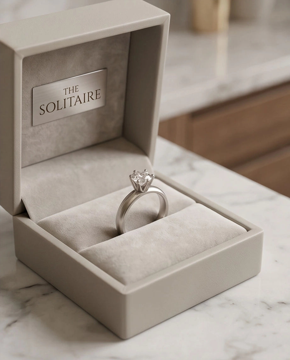 Silver Round Gemstone Elegant Solitaire Ring