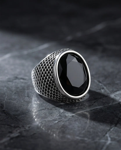 Imperial Onyx Mesh Signet Ring