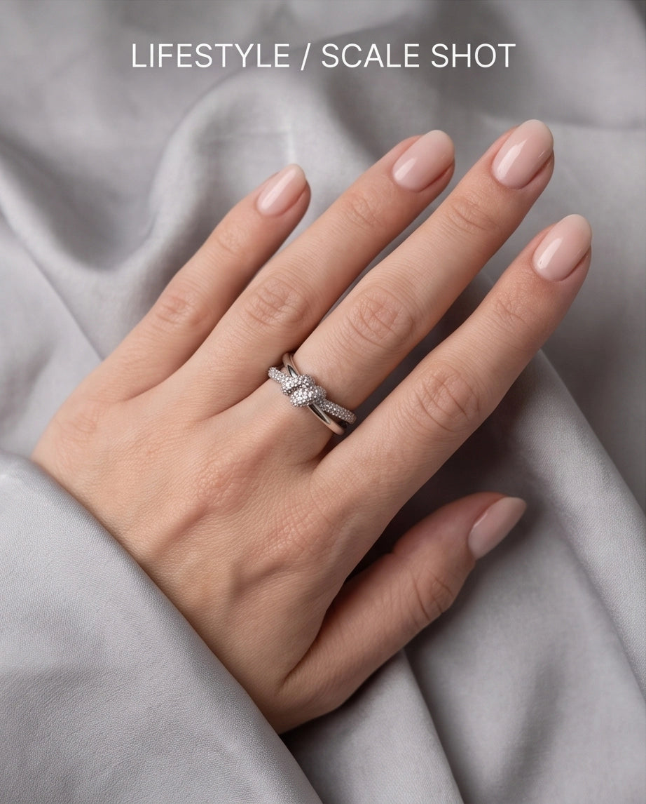 Pavé Tied-Knot Dual Band Ring