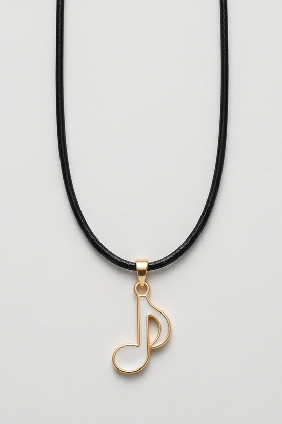 Gold and White Eighth Note Necklace