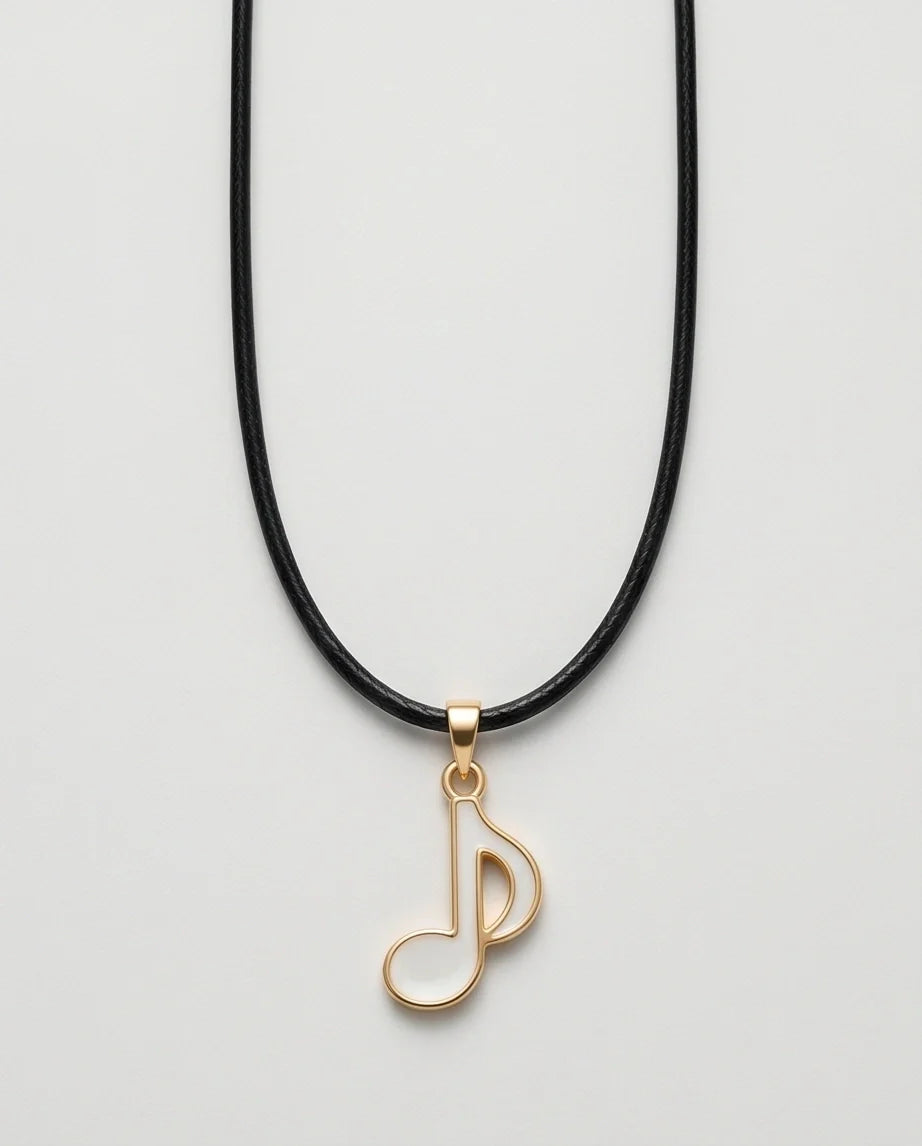 Gold and White Eighth Note Necklace