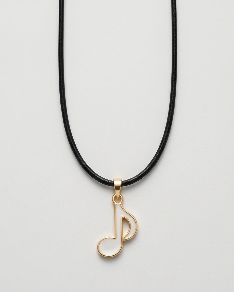 Gold and White Eighth Note Necklace