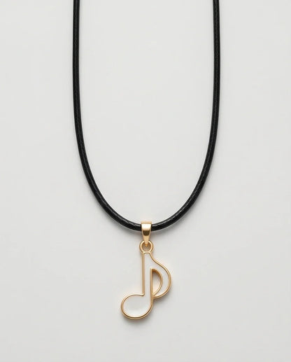 Gold and White Eighth Note Necklace