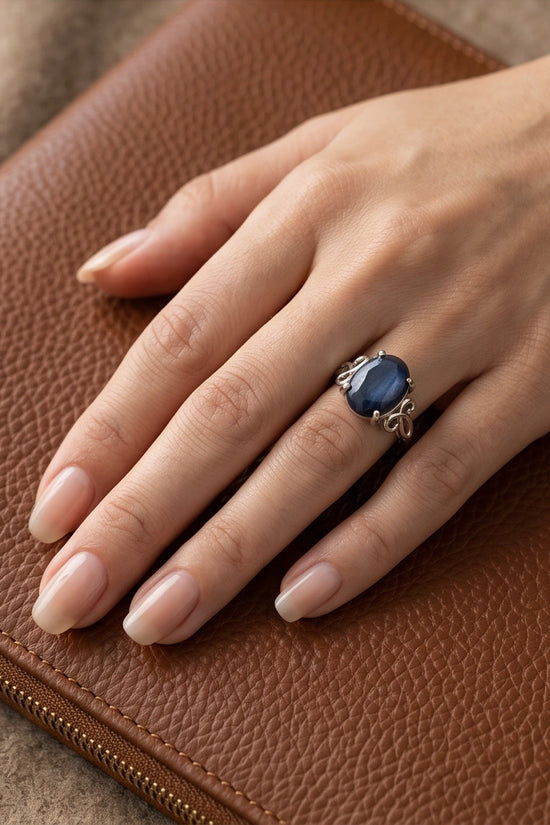 Silver Sapphire Filigree Ring