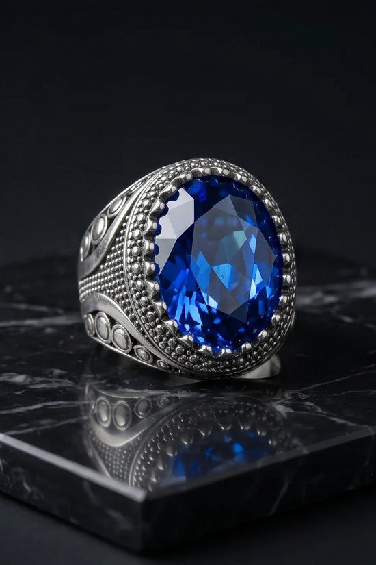 Imperial Cobalt Sapphire Signet Ring