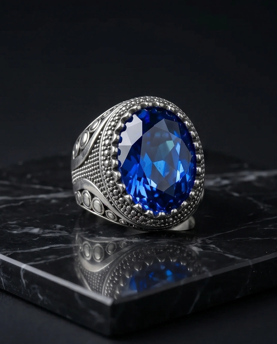 Imperial Cobalt Sapphire Signet Ring