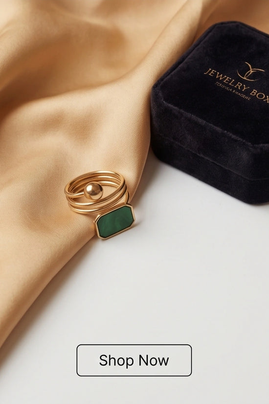Golden Malachite Orbital Statement Ring
