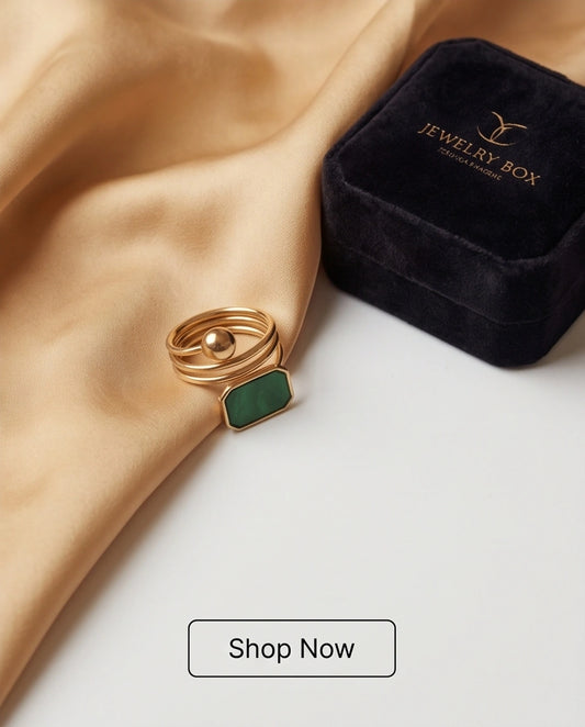Golden Malachite Orbital Statement Ring