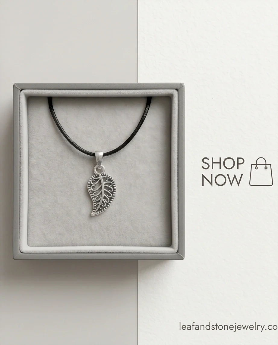 Silver Filigree Leaf Pendant Necklace