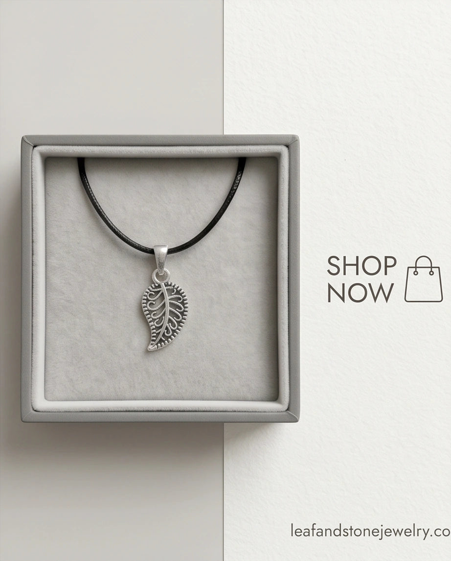 Silver Filigree Leaf Pendant Necklace